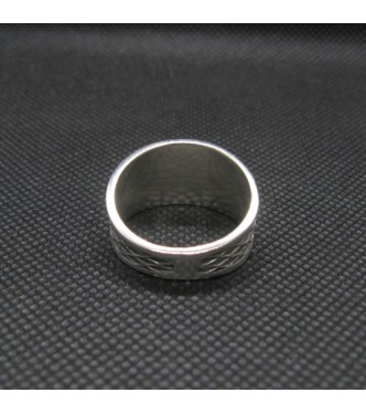 R002040 Sterling Silver Ring Wide Patterned Band Genuine Solid Hallmarked 925 